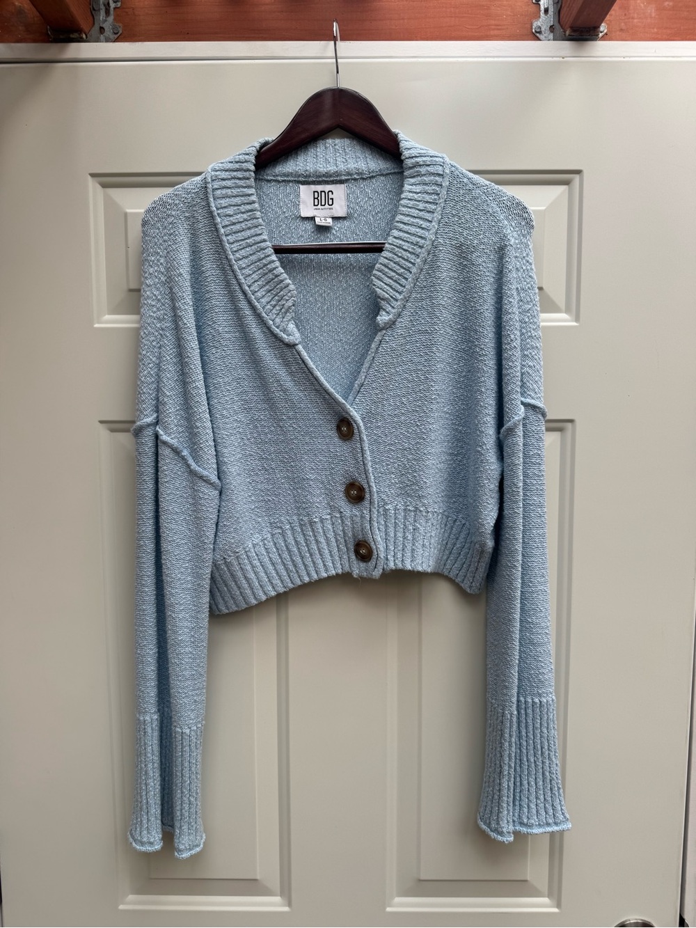 Urban Outfitters BDG Light Blue Cropped Knit Cardigan Sweater